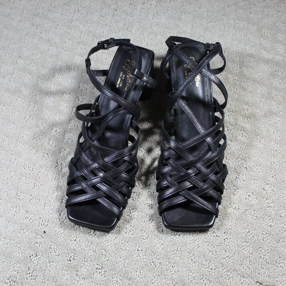 Seychelles Size 11 Black Strappy 3" Block Heels